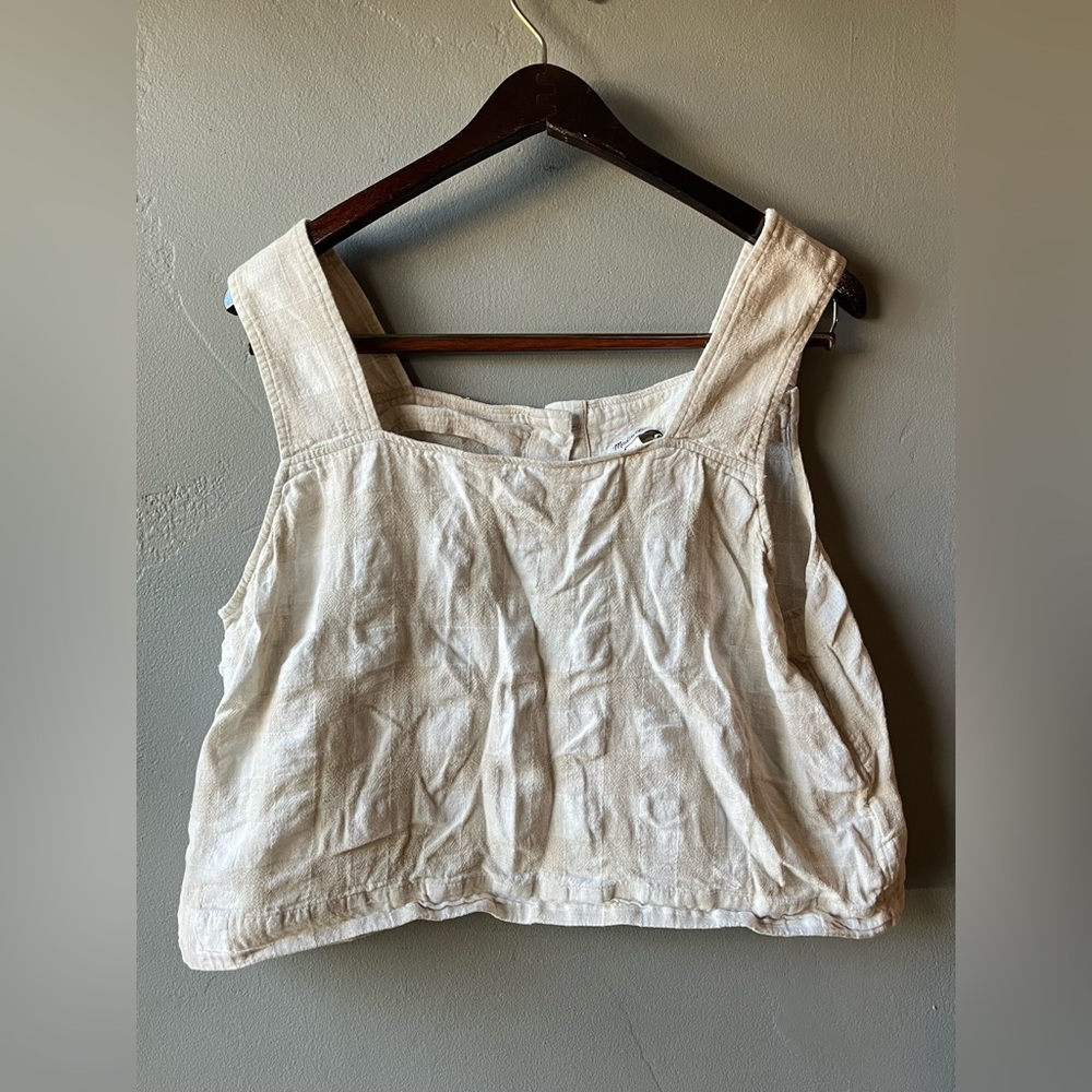Madewell Light Tan/White Checkered Tank ~ Size 14 - Picture 5 of 9